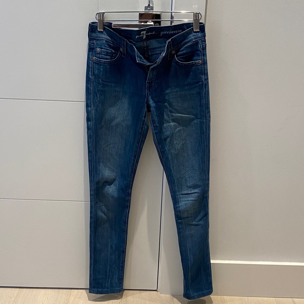 7 For All Mankind Blue Skinny Jeans
